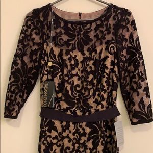 Tadashi Shoji Black and Nude Cocktail Dress NTW